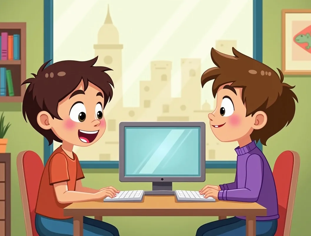 Children engaged in interactive English learning activities